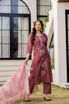 Blush Rose Embroidered Kurta Set with Dupatta