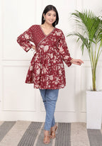Anarkali Tops with Angrakha style maroon