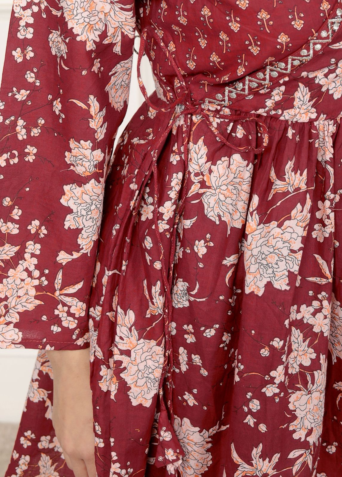 Anarkali Tops with Angrakha style maroon