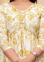 Women Viscose Rayon Kurta Pant Dupatta Set Yellow