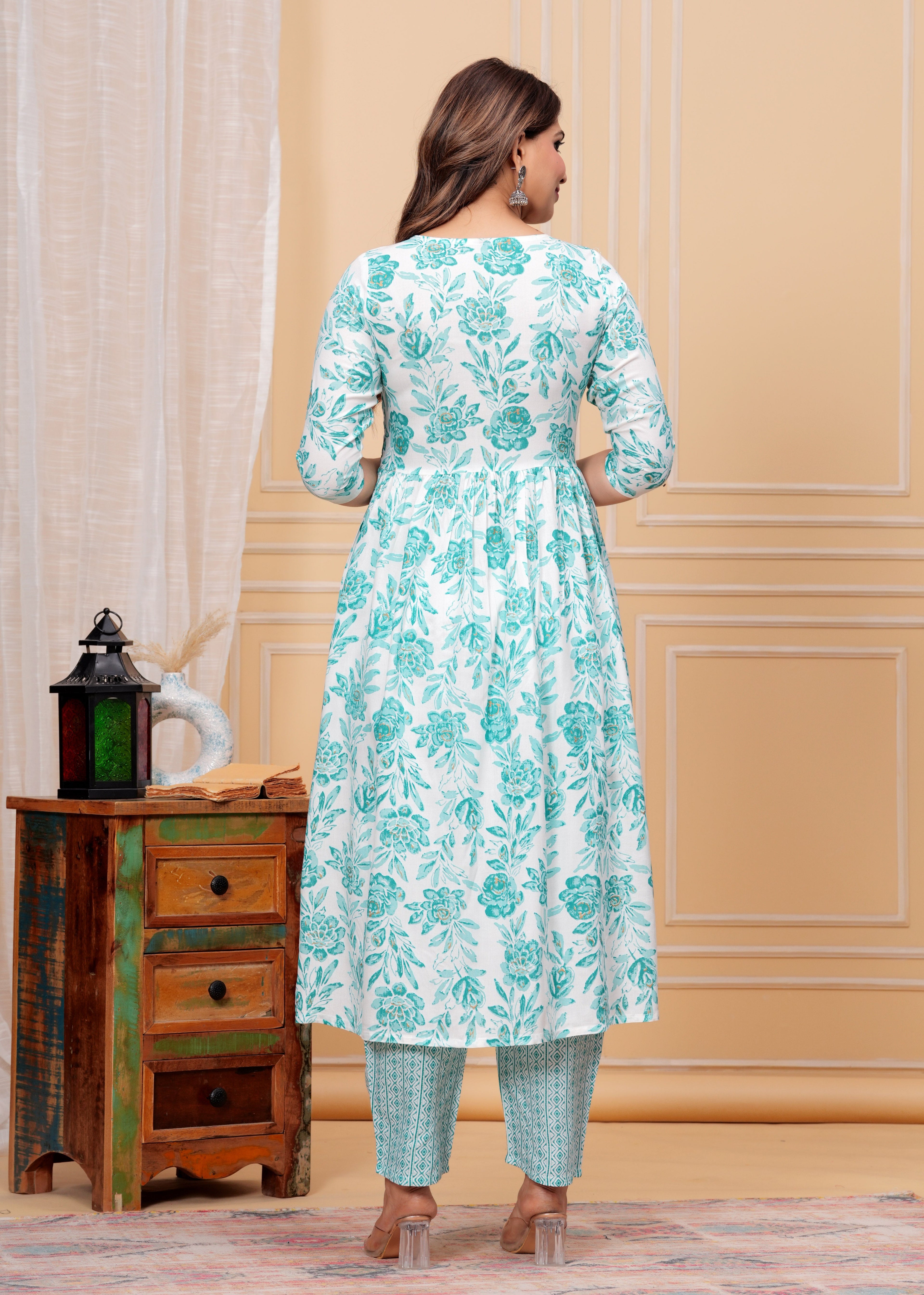 Women Rayon Kurta Pant Dupatta Set Sky Blue