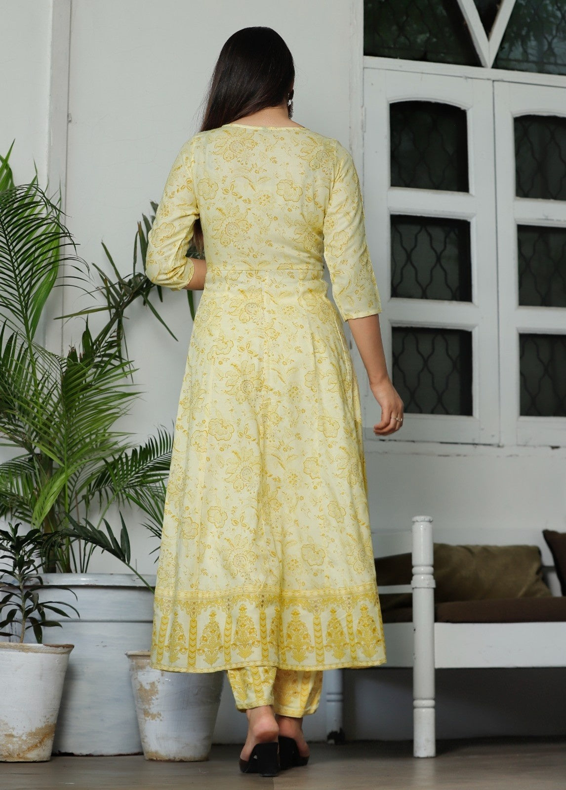 Women Rayon Kurta Pant Dupatta Set Multi Yellow