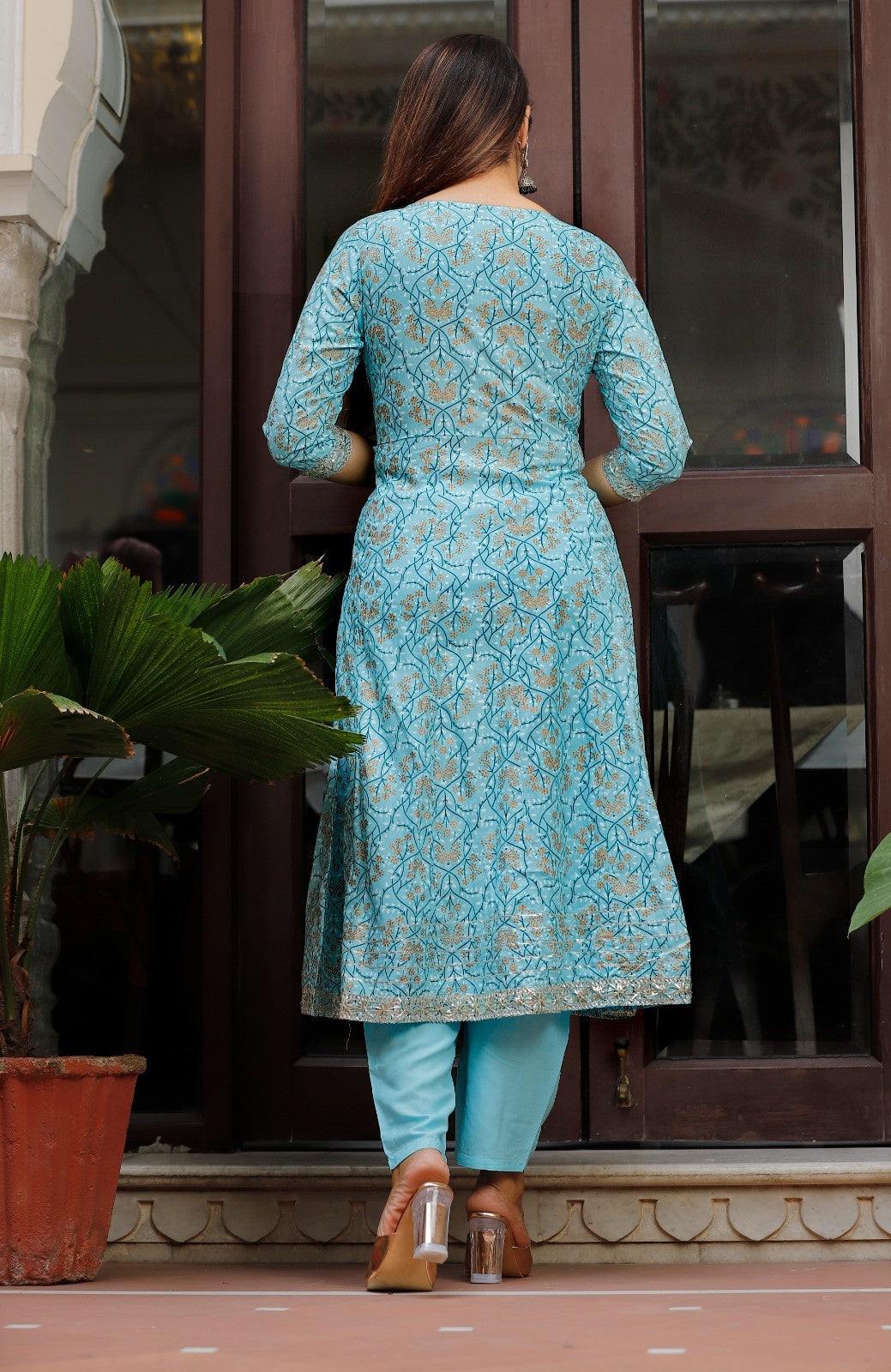 Women  Rayon Kurta Pant Dupatta Set  Sky Blue