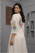 Off White Cotton Flex Kurta Set