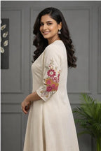 Off White Cotton Flex Kurta Set