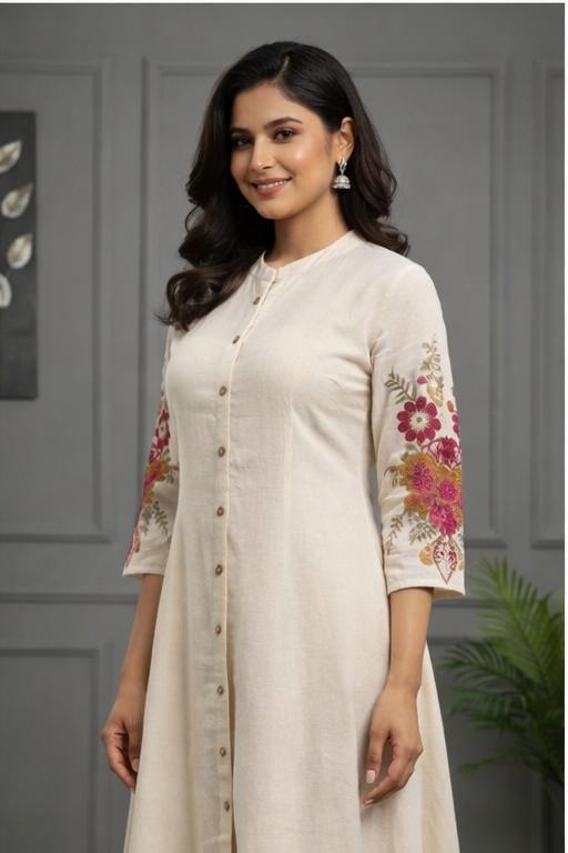 Off White Cotton Flex Kurta Set