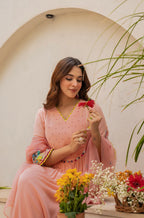 Peach Blossom Anarkali Suit Set