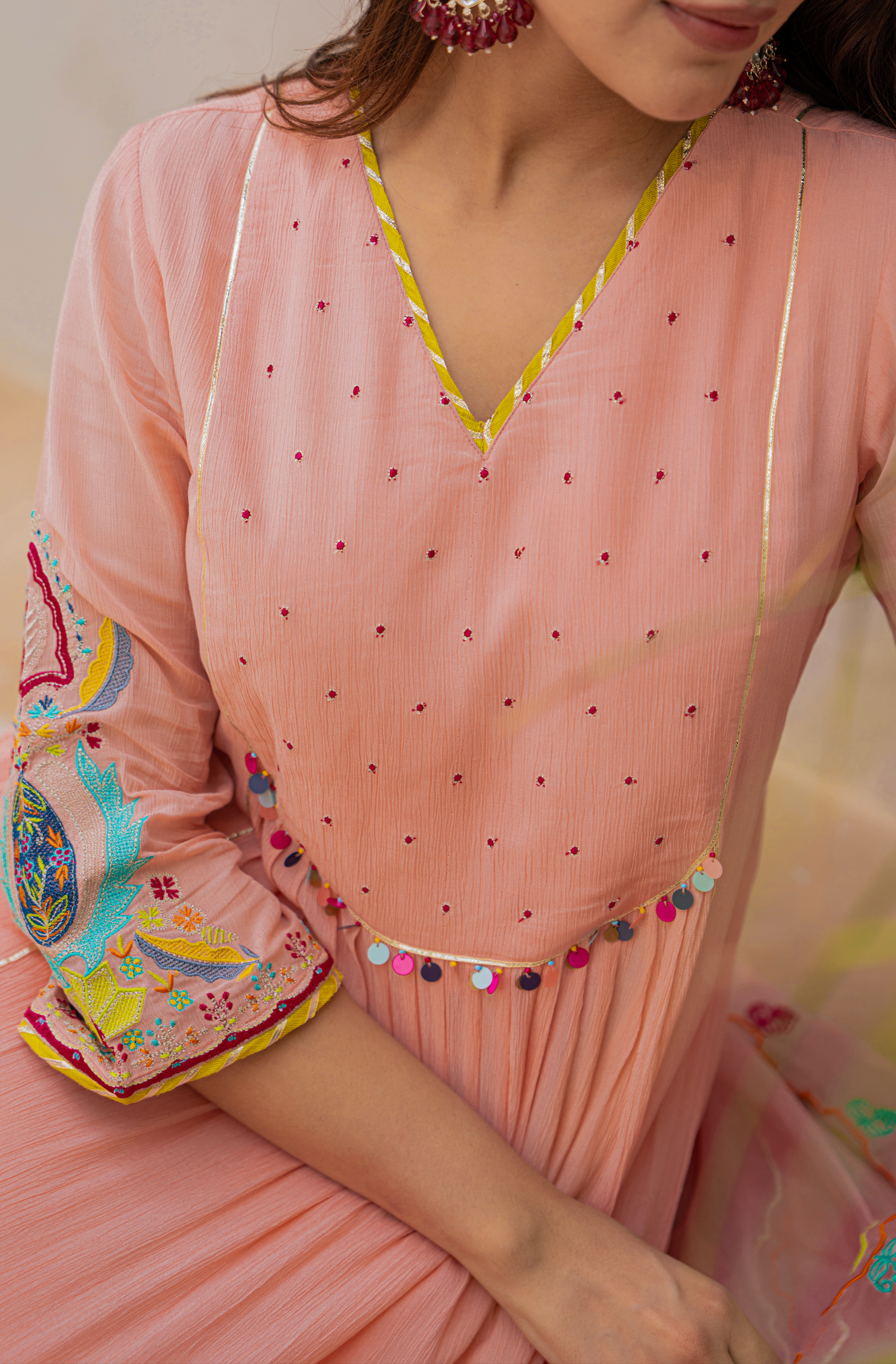 Peach Blossom Anarkali Suit Set