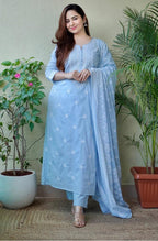 Carolina Blue Embroidered Suit Set with Dupatta