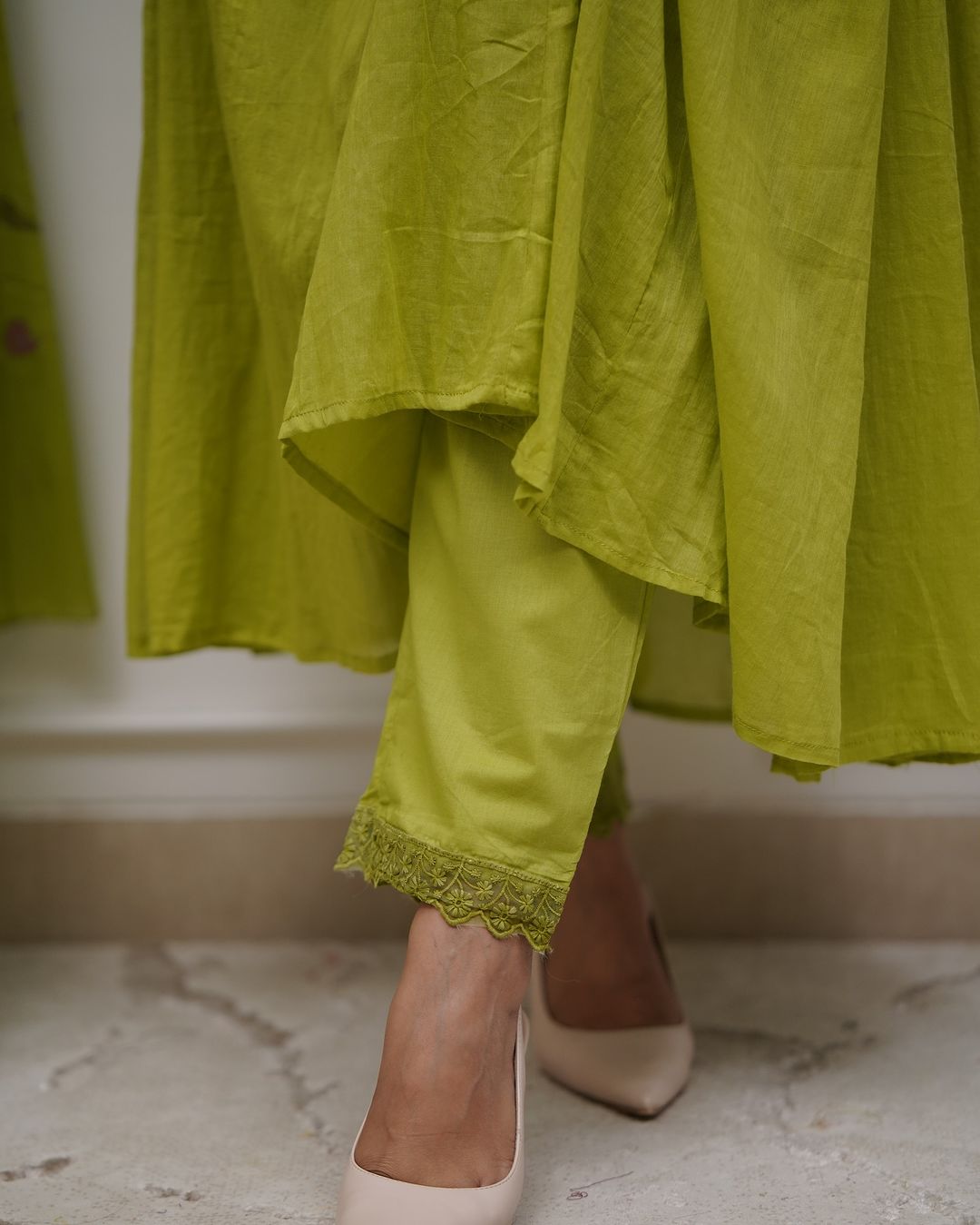 Cotton Embroidered Kurta And Sequence Work Set For Women