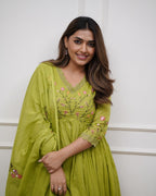 Cotton Embroidered Kurta And Sequence Work Set For Women