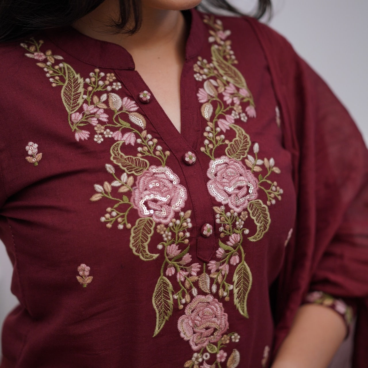 Beautiful Pure Cotton Super Dyed Embroidery Suit