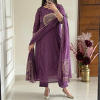 Graceful Purple Straight-Cut Suit Set
