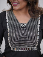 Off White Embroidered Cotton Kurta and Pant Set