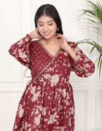 Anarkali Tops with Angrakha style maroon