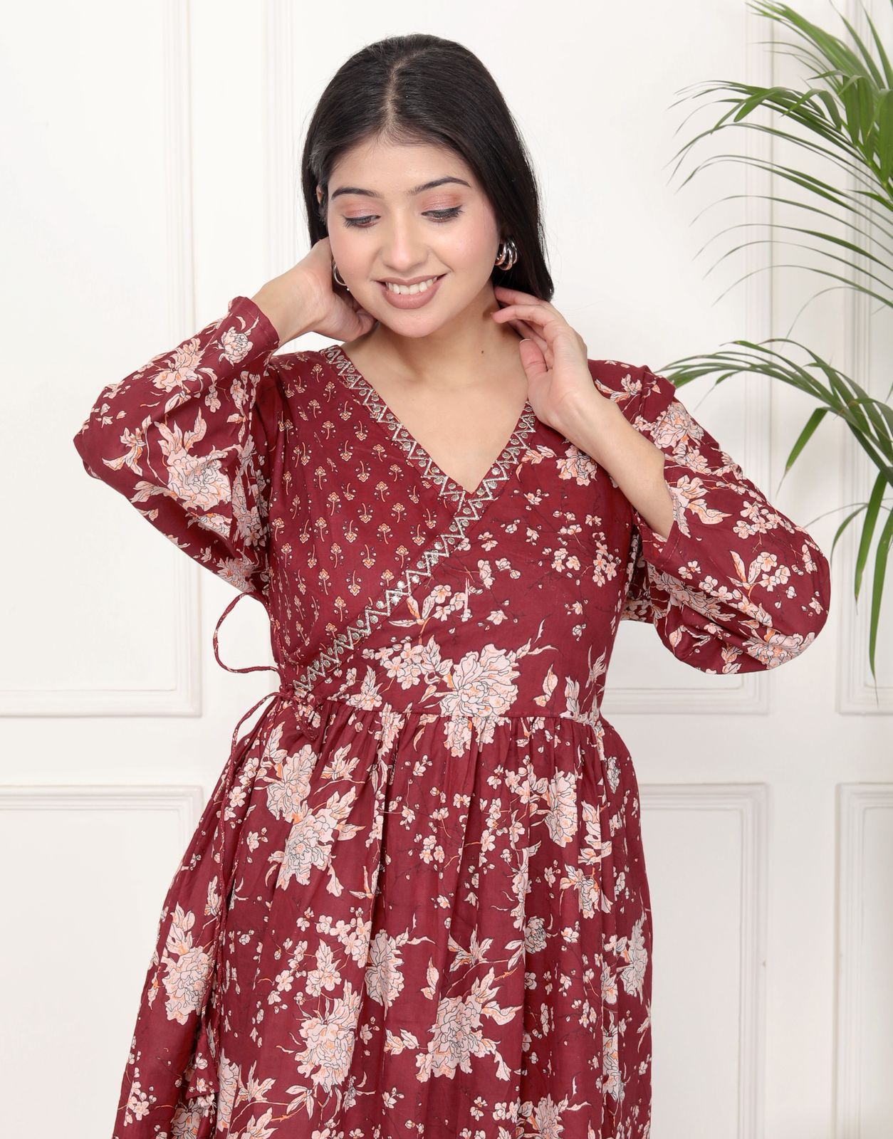 Anarkali Tops with Angrakha style maroon