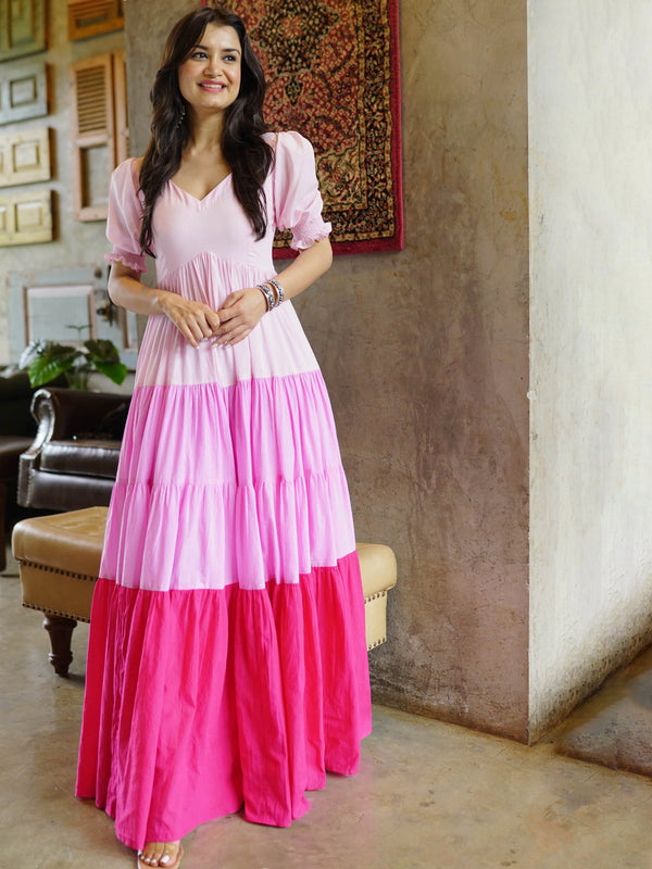 Pink Blush-Berry Ombre Tier Dress