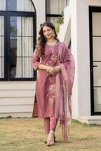 Blush Rose Embroidered Kurta Set with Dupatta