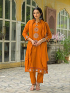 Beautiful Pure Cotton Kurta and pant With Duppata Set For Women's