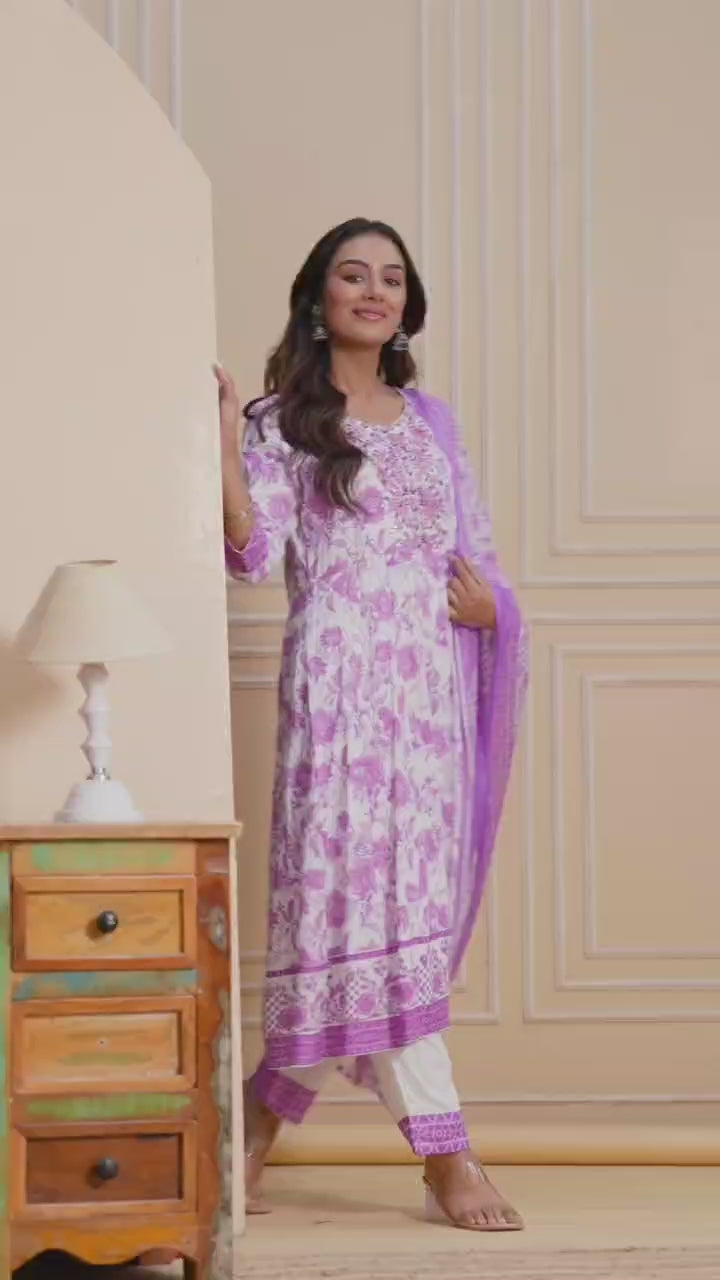 Multi Embroidered Kurta Set with Dupatta